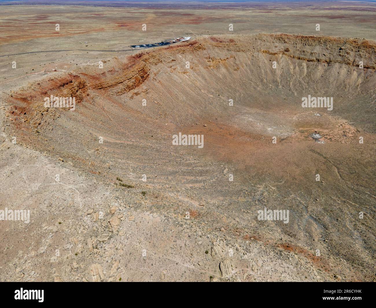 Aerial photograph of Meteor Crater, near Winslow, Arizona, USA. Stock Photo