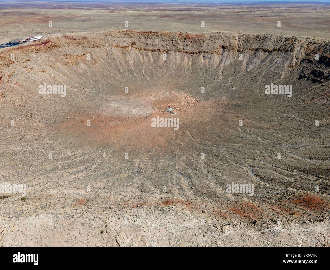 Aerial photograph of Meteor Crater, near Winslow, Arizona, USA. Stock Photo