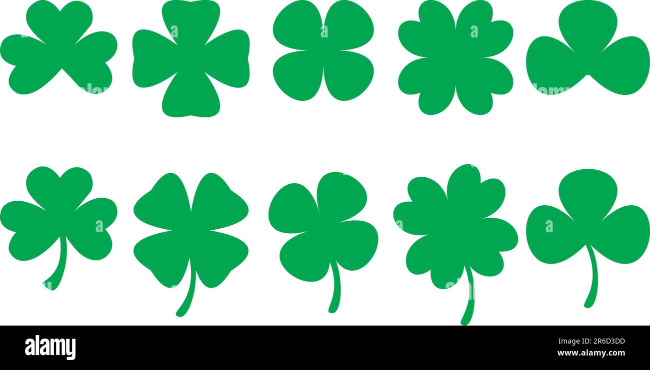 Shamrock shapes for St. Patrick's Day designs. Adobe Illustrator 8 eps file. You can edit this shapes on vectoral softwares such as illustrator, fr... Stock Vector