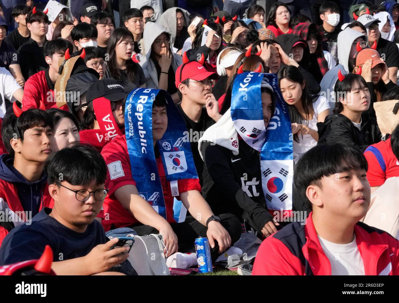 South Korean soccer fans watch a live broadcasting of a FIFA U-20 World