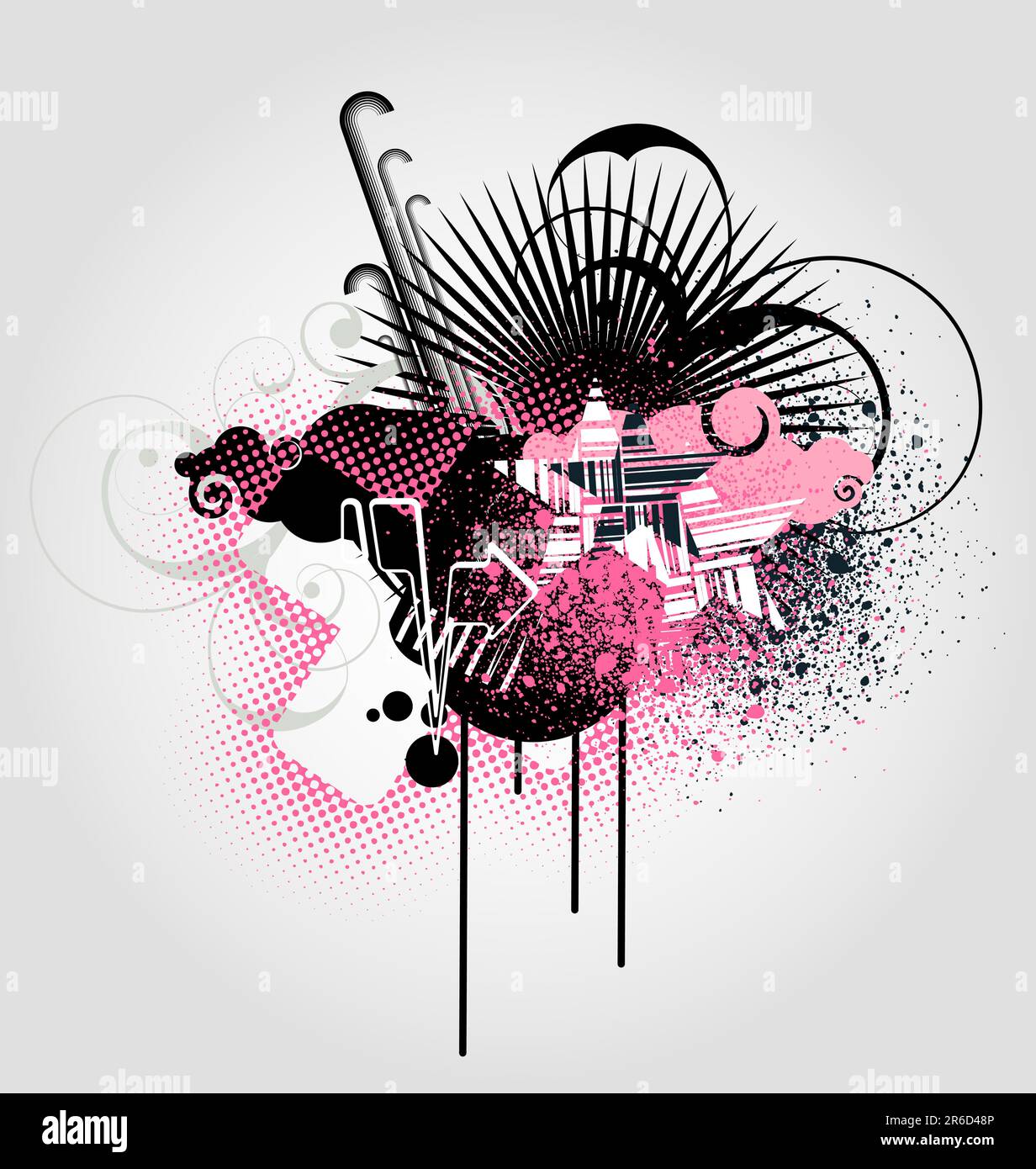 Vector illustration of urban background with grunge stained Design ...