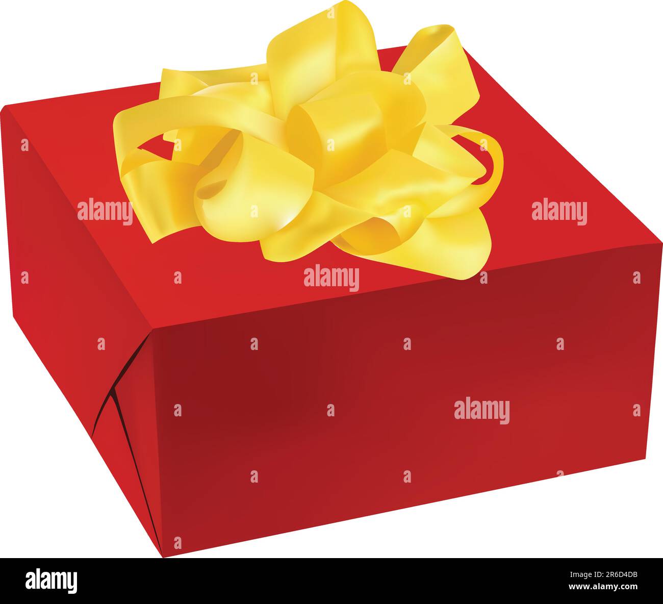 vector illustration of red gift box golden ribbon Stock Vector Image ...
