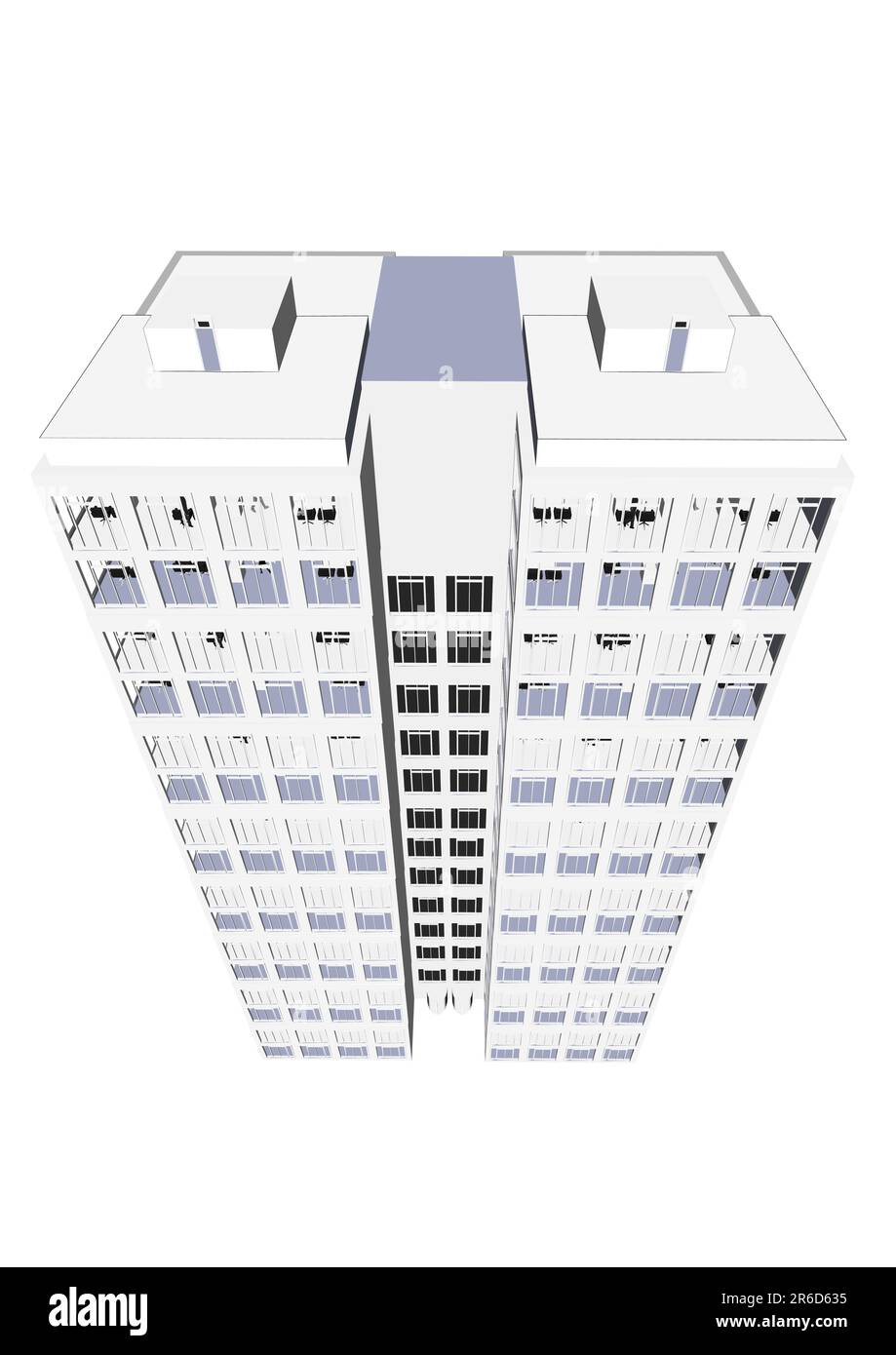 Skyscraper / Office Block in vector format. Every feature of each building including doors and windows can be edited or colored to suit. Stock Vector