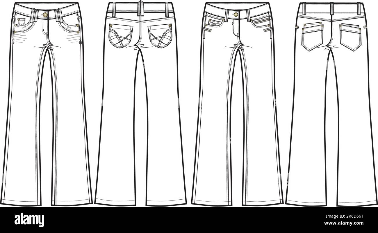 ladies denim jeans (skinny flare) Stock Vector