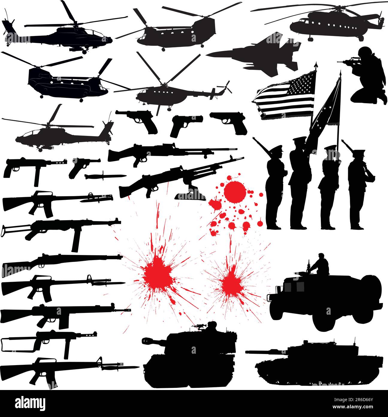 Set of various military related vector silhouettes Stock Vector Image ...