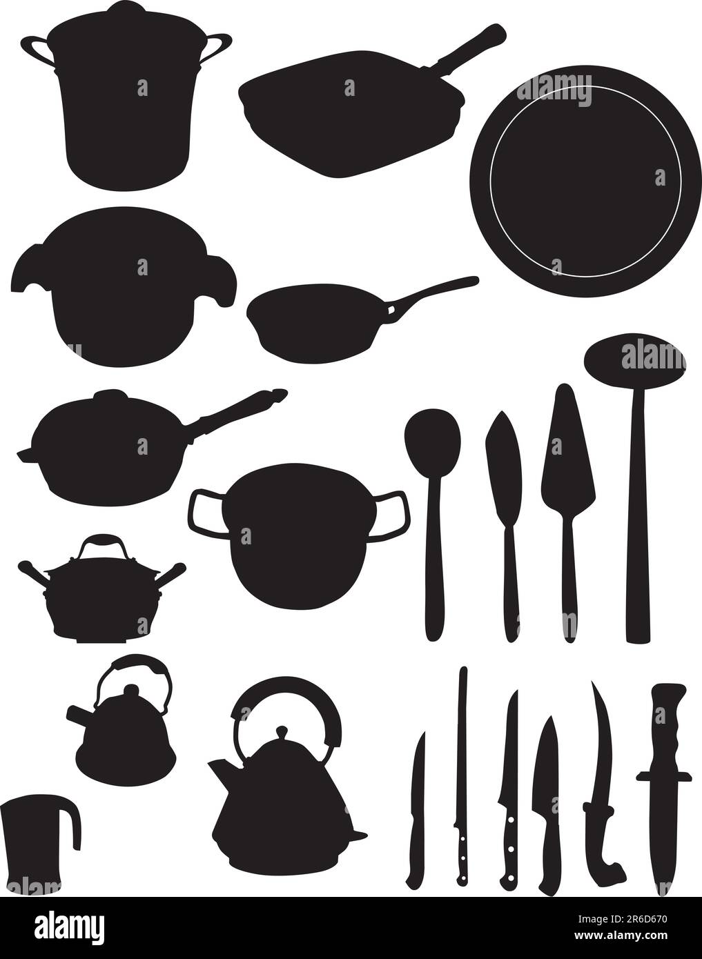 Kitchen utensil silhouette collection  vector illustration black Stock Vector