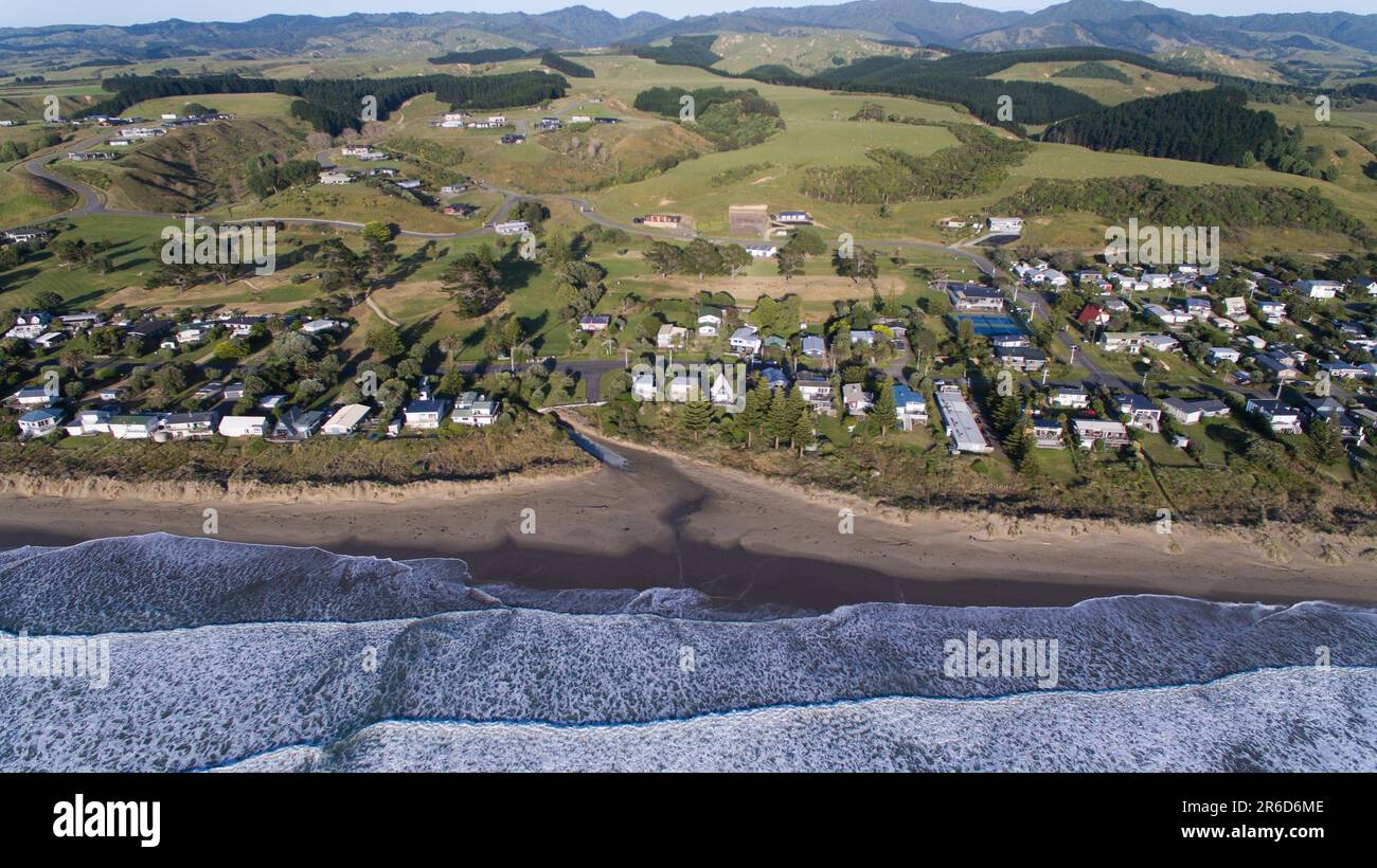 Aerial view of Riversdale beach, Wairarapa, New Zealand Stock Photo Alamy