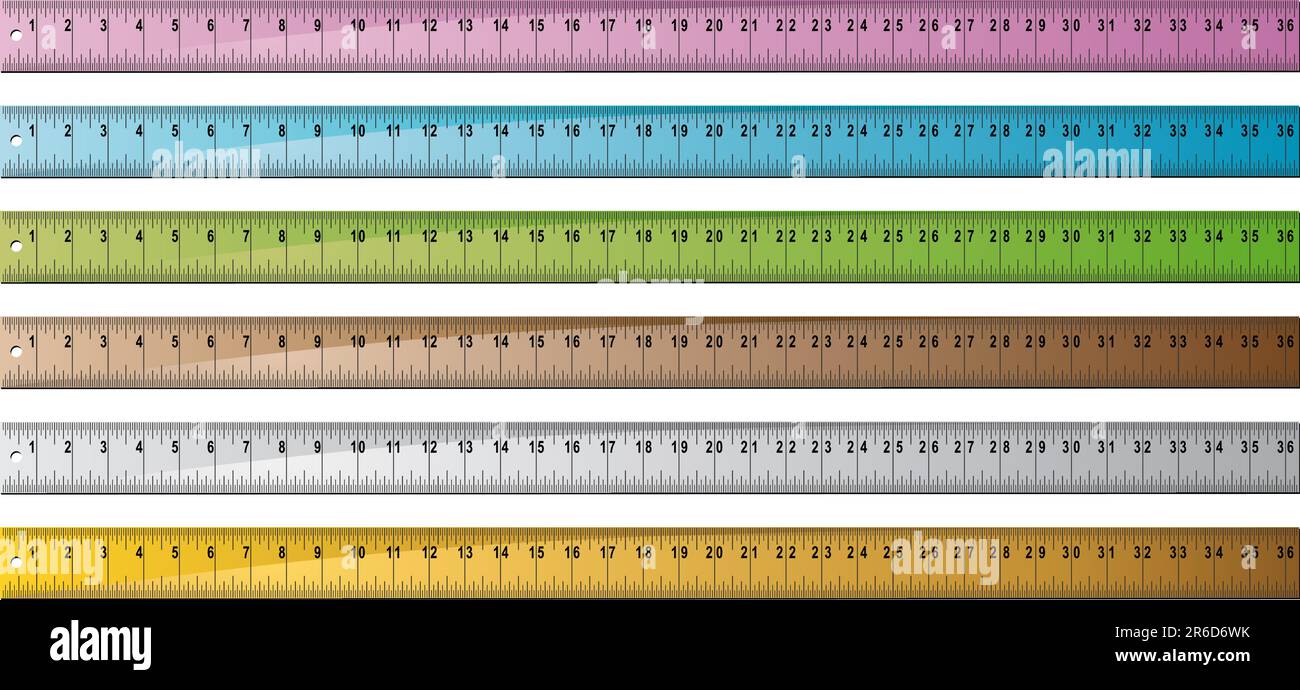 Set metal wooden rulers hole punch hi-res stock photography and