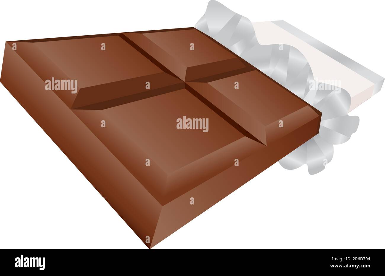 Realistic 3D chocolate candy bar wrapped in foil and paper wrapper. Stock Vector