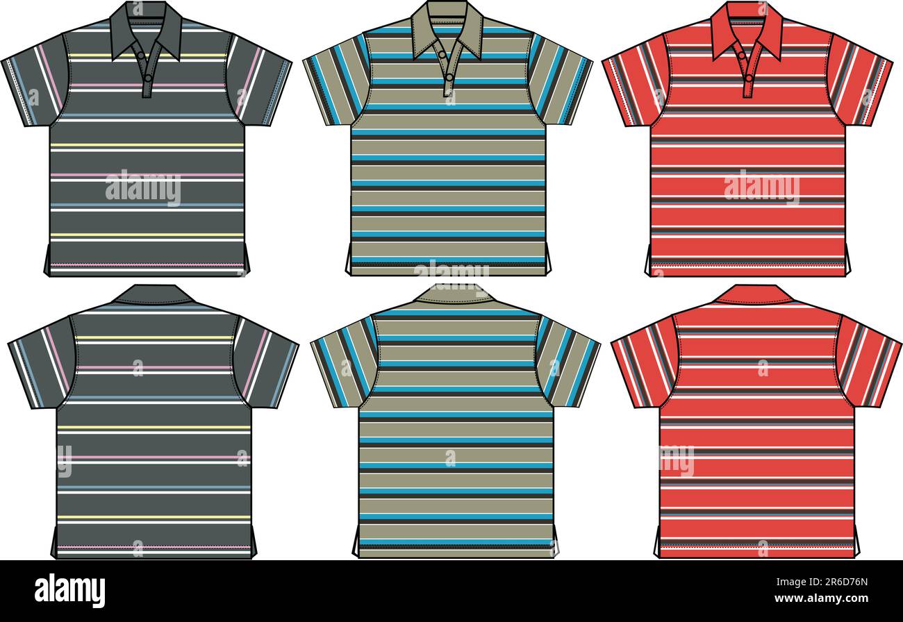 boy polo shirts in stripe pattern Stock Vector
