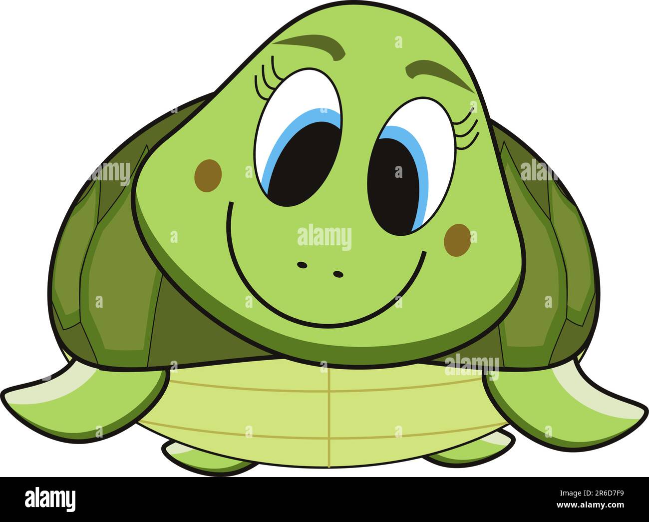 illustration cartoon of a green smile turtle Stock Vector