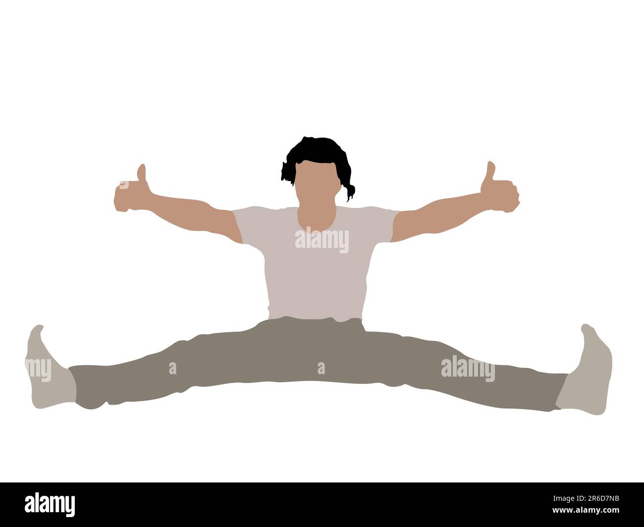 man with stretched legs and thumbs up on white background Stock Vector