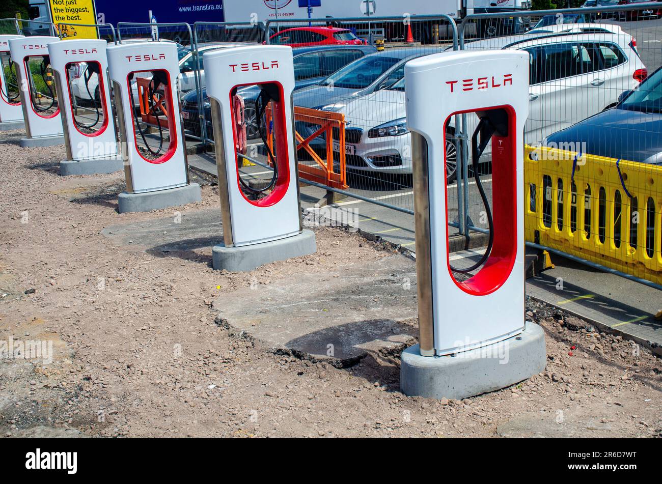 London, UK, 3 June 2023 Tesla charging points being installed. EV