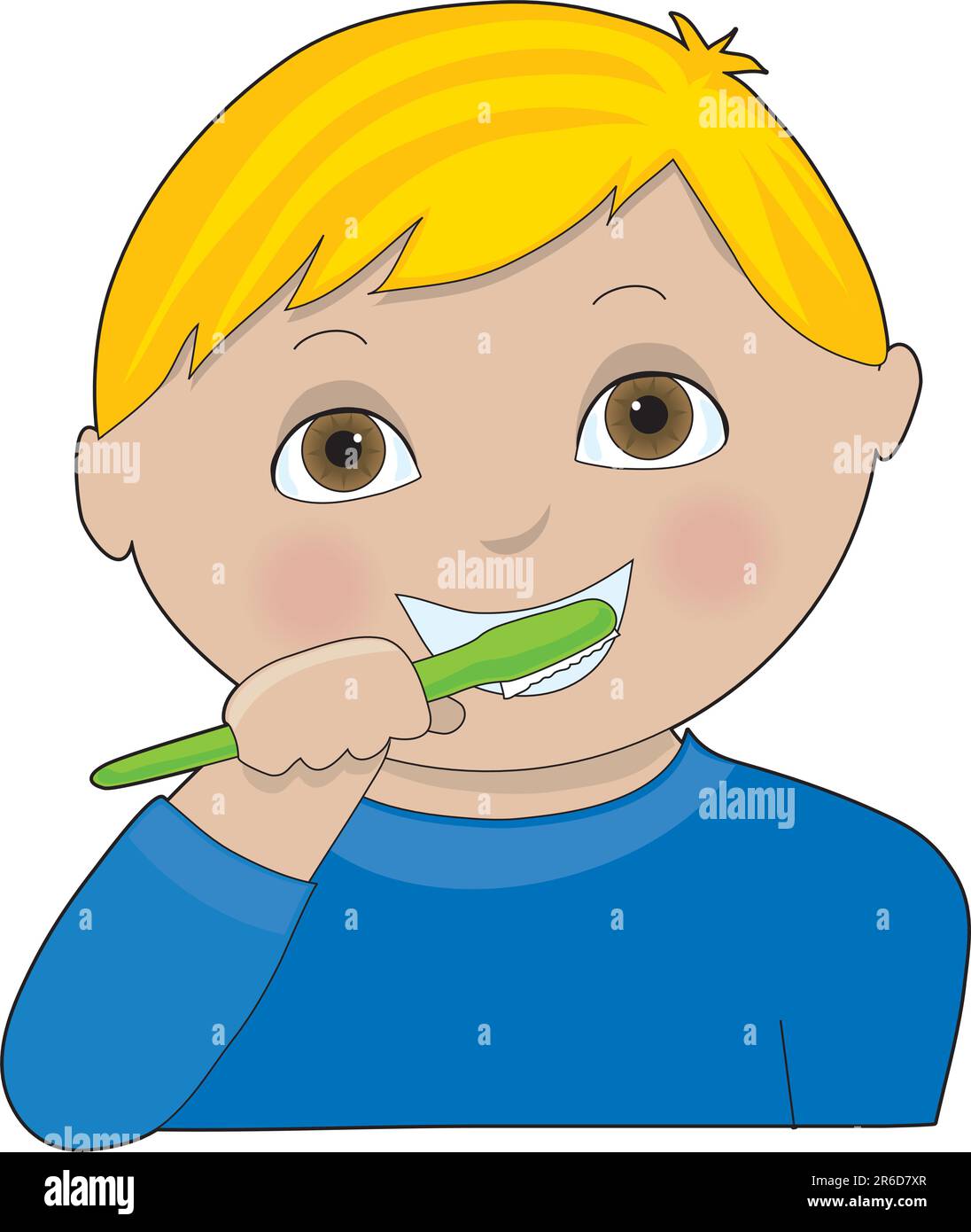 A little boy brushing his teeth Stock Vector