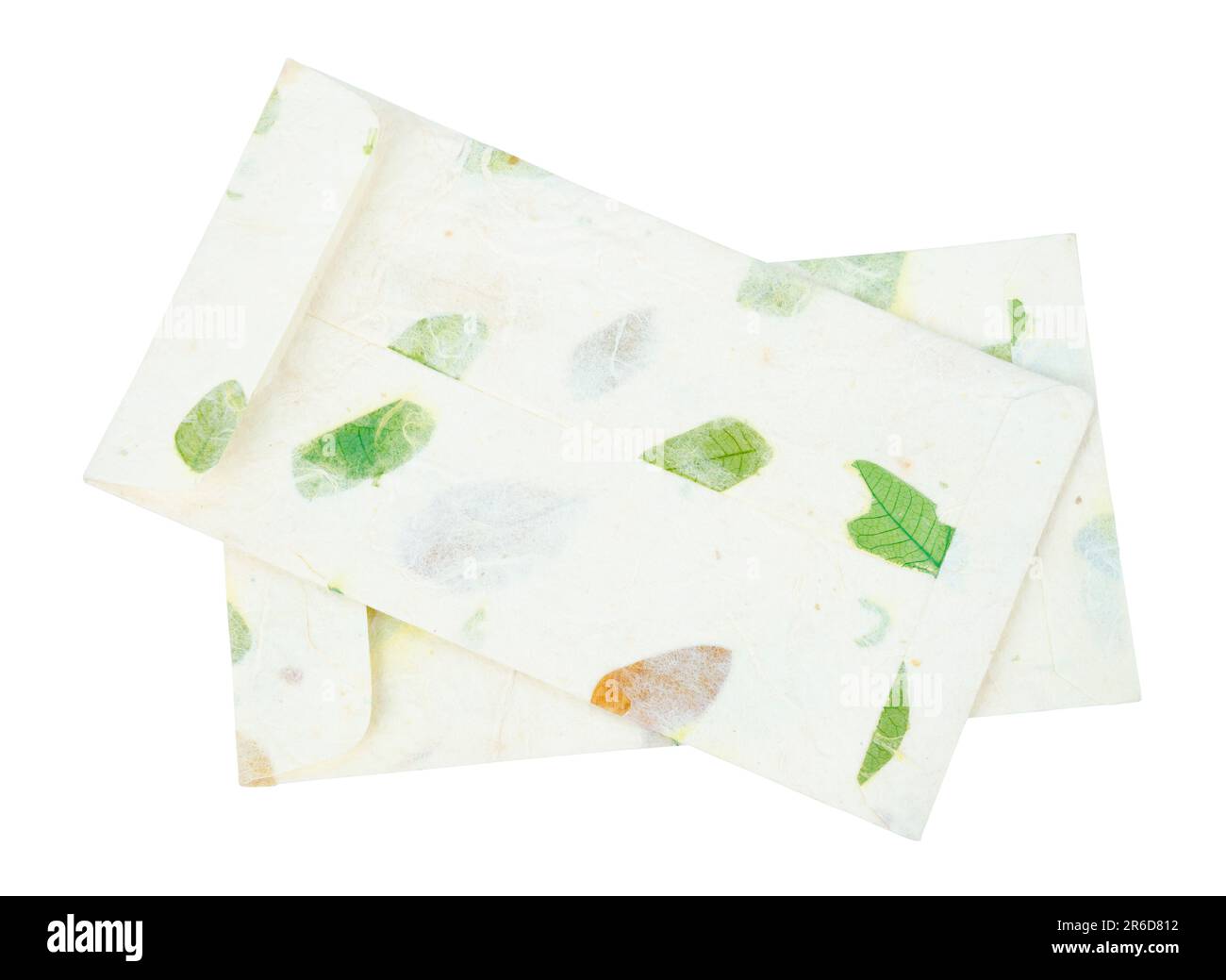 Envelopes made from mulberry paper isolated on white background, Save clipping path. Stock Photo