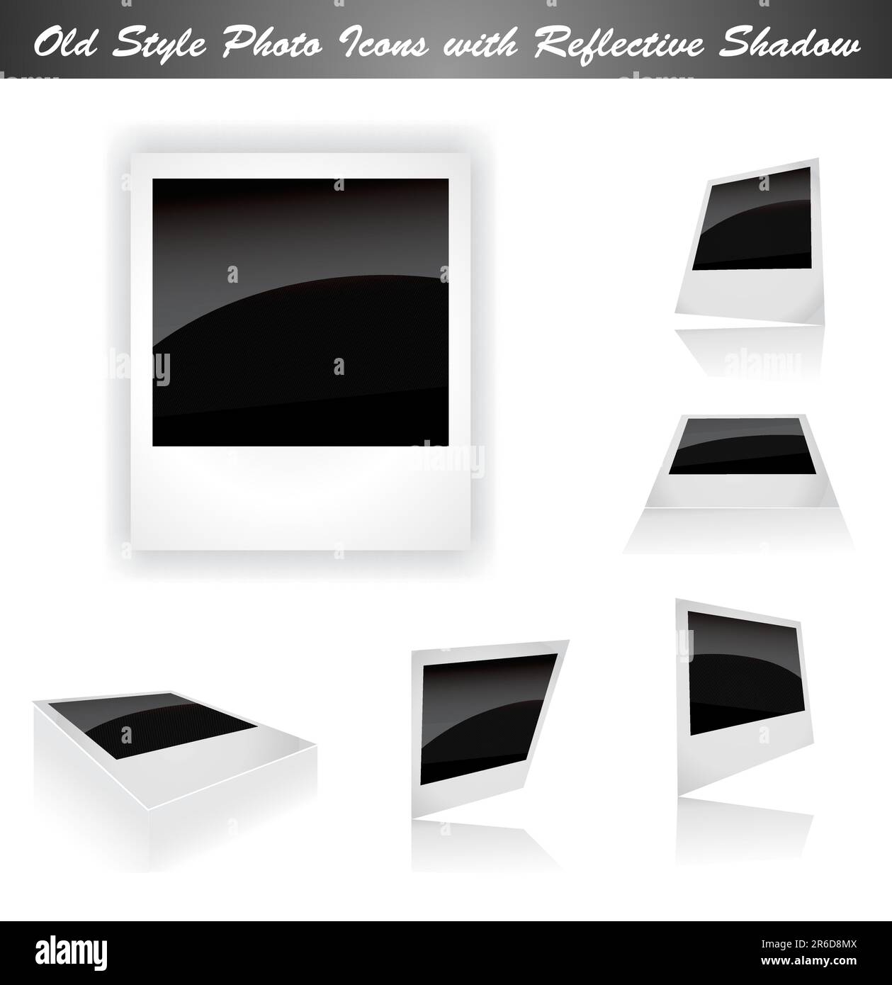 Black and White Classic Photo Frame with place for picture Stock Vector