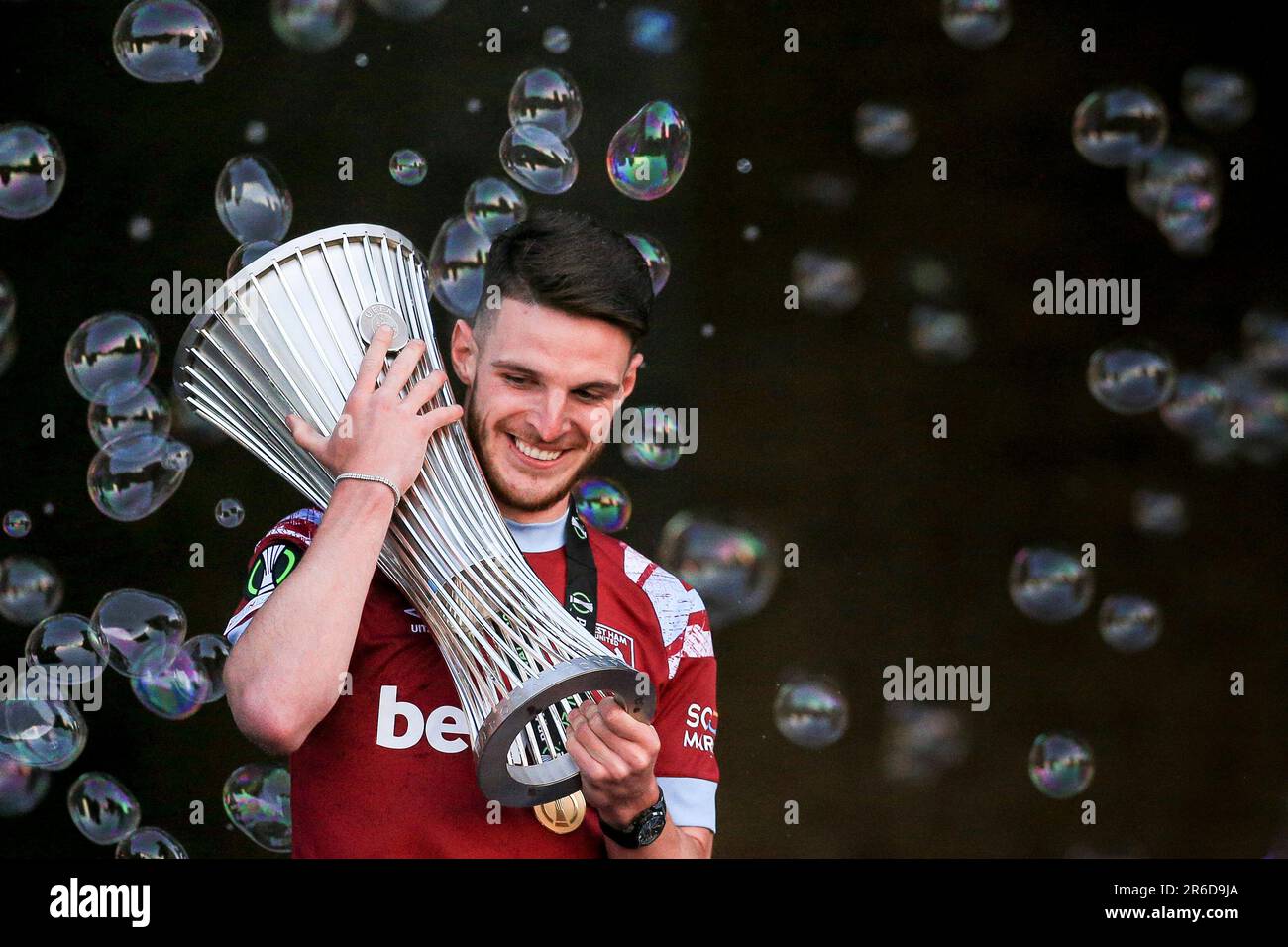 London, UK. 08th June, 2023. Declan Rice of West Ham United celebrates ...
