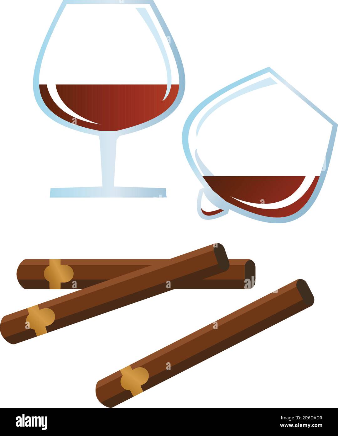 Clip-arts of spirits and cigars on white background Stock Vector