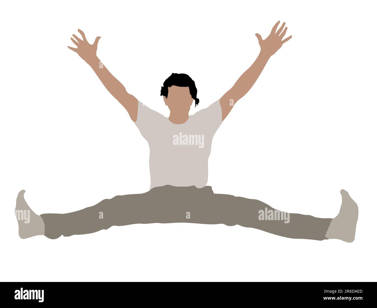 young male with arms up stretching his legs on isolated background Stock Vector