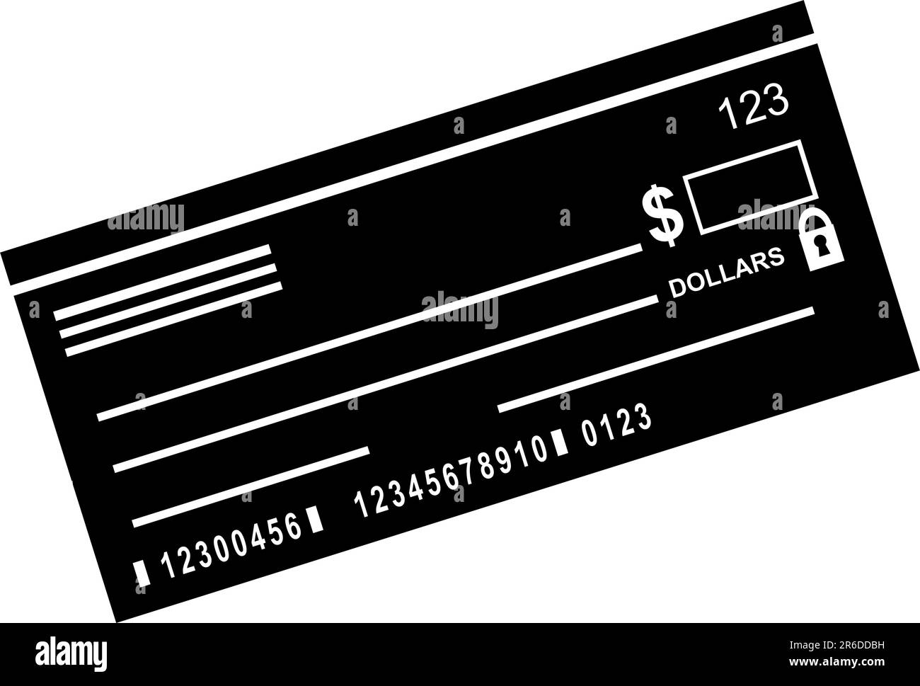 An image of a blank business / personal check. Stock Vector
