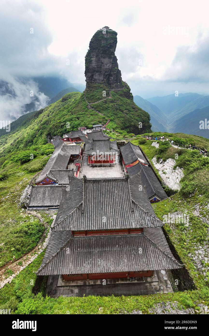 Aerial view of Fanjingshan mountain in Guizhou - China Stock Photo