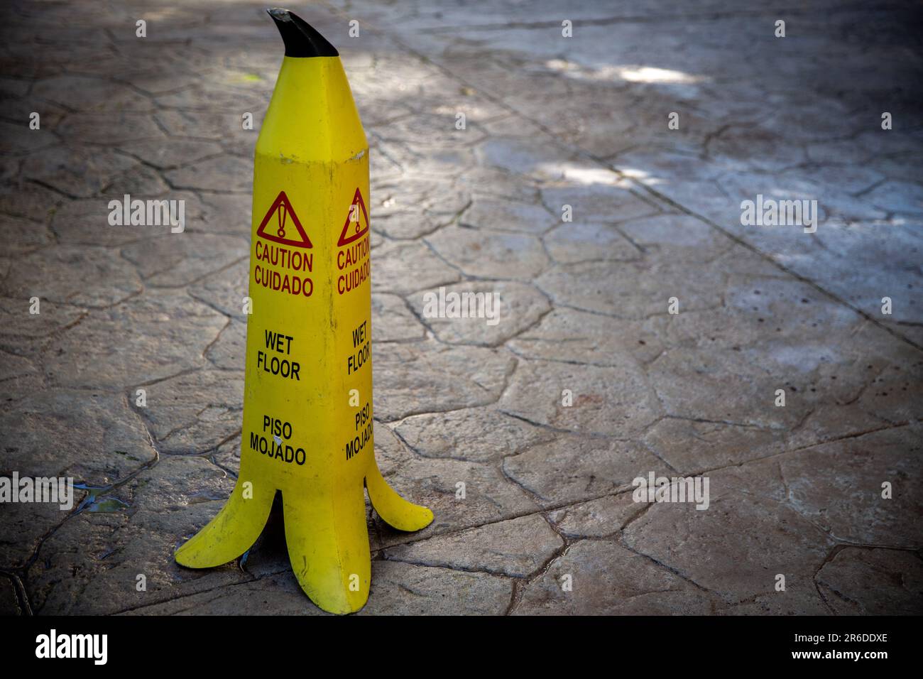 Caution Wet floor banana sign as a warning Stock Photo