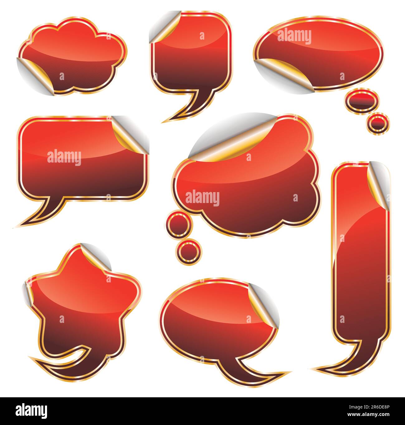 Festive Red and Gold Shiny Clouds Collection Stock Vector
