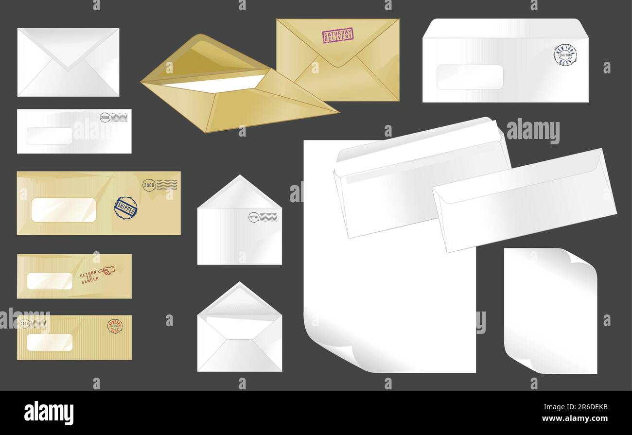 Collection of stamped envelopes with letters Stock Vector Image & Art