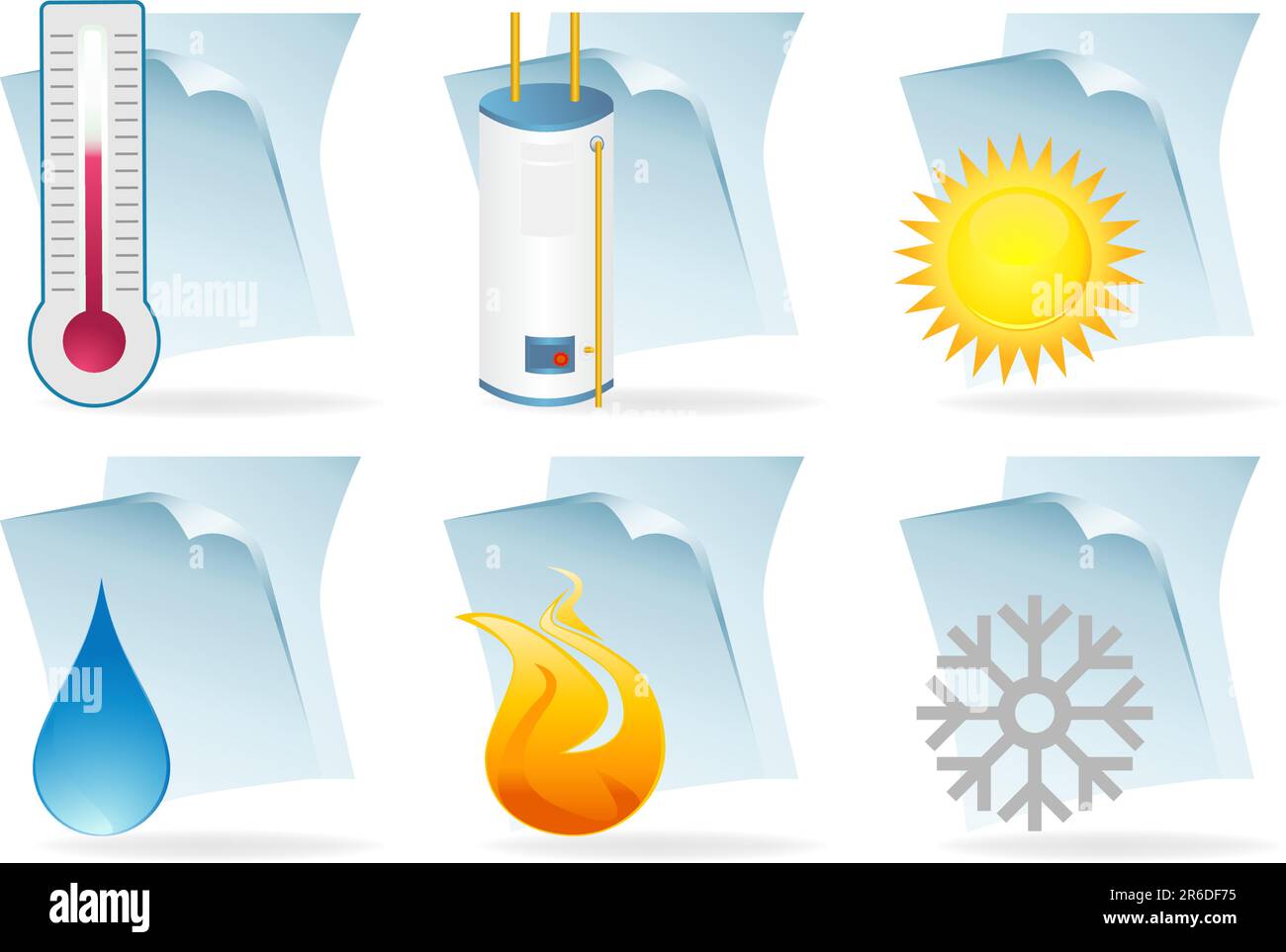 Set of six home related document themed icons. Stock Vector