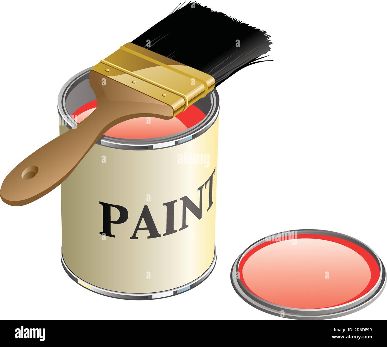 Layerseparated illustration of an open paint can with brush sitting on