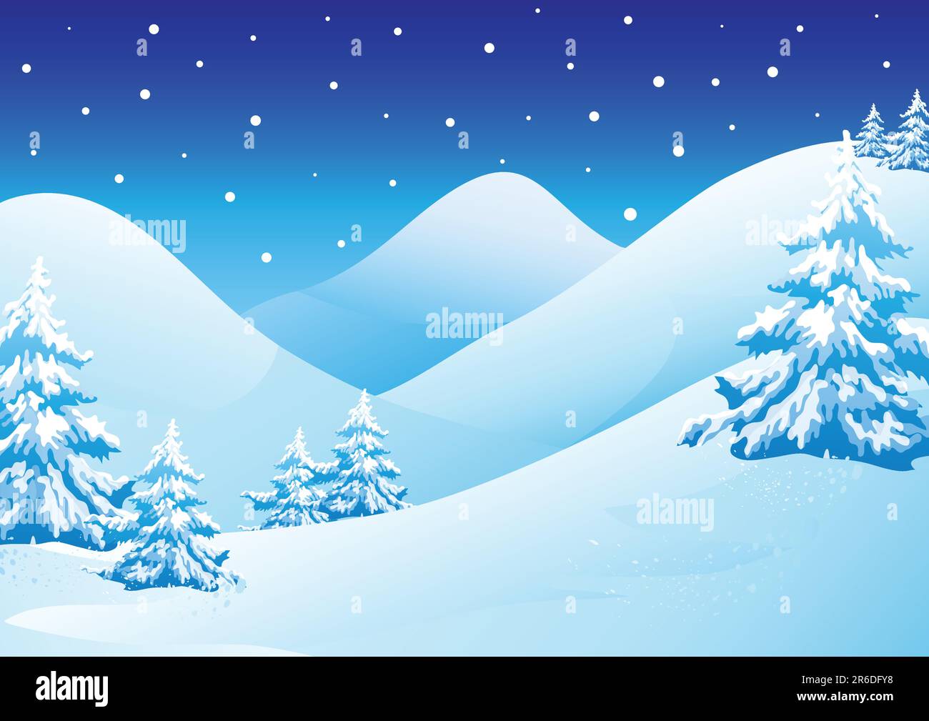 winter landscape, banner format blue vector illustration Stock Vector ...