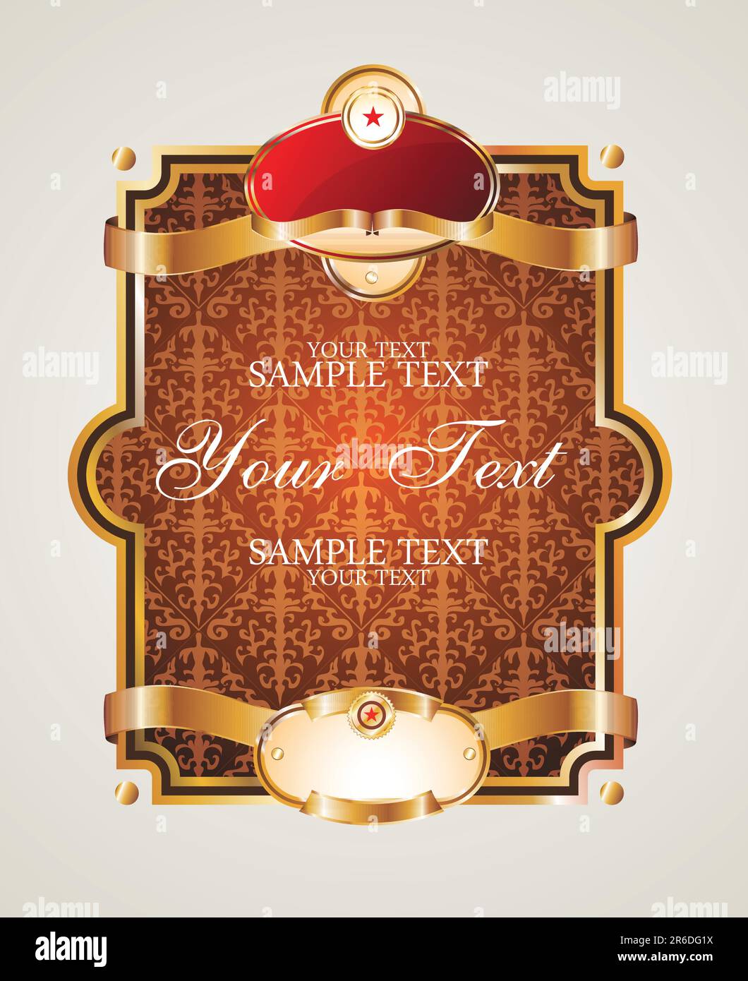 Colorful vintage golden labels with stylish wallpaper Stock Vector