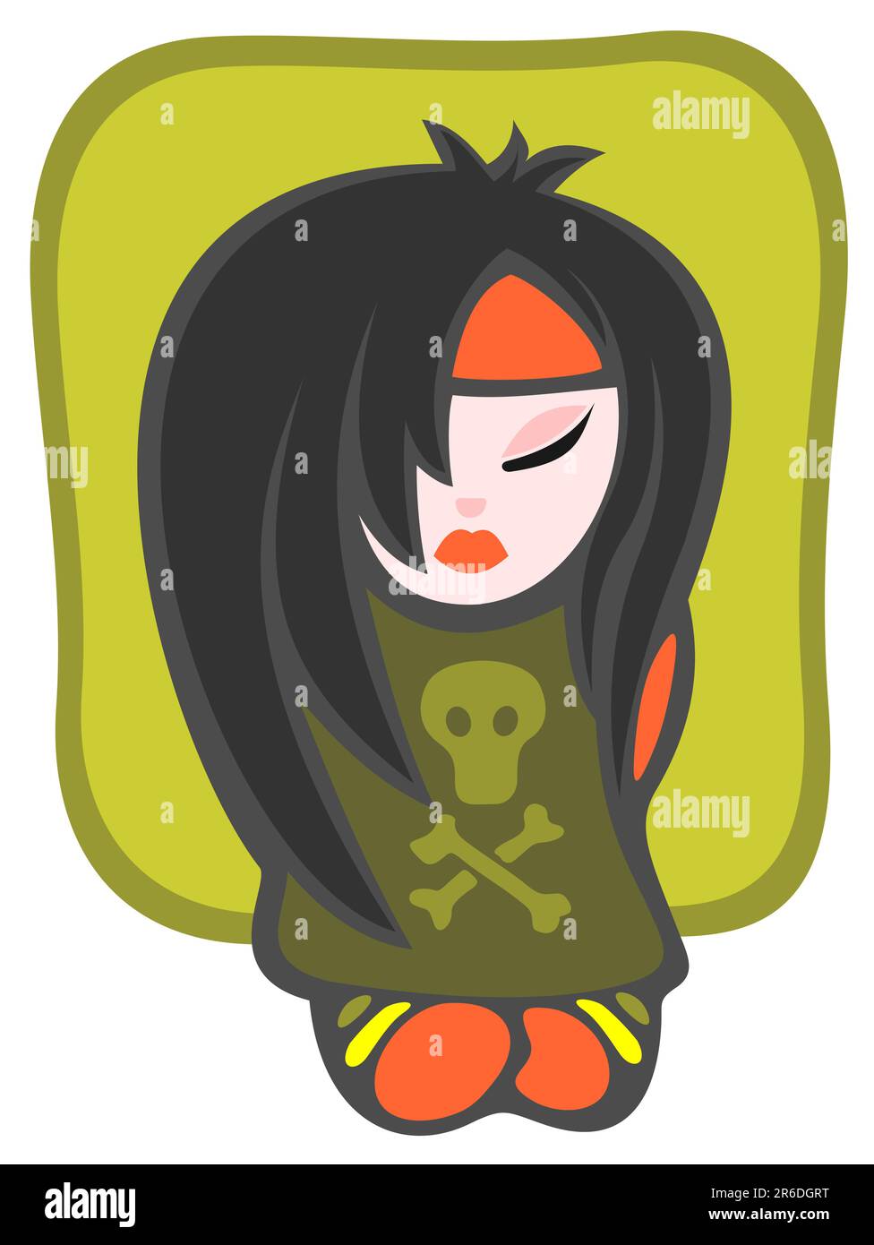 Cartoon emo girl isolated on a white background. Stock Vector