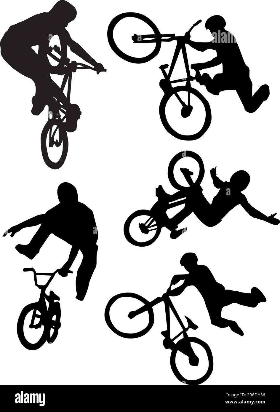 silhouette of bmx riders on a white background. Vector illustration. Stock Vector