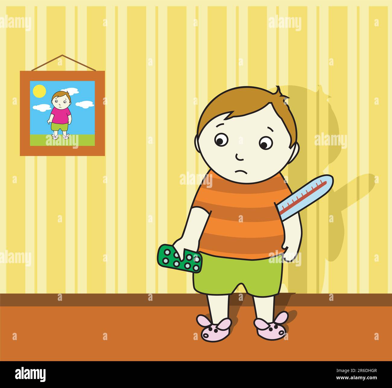 Sick child thermometer Stock Vector Images Alamy