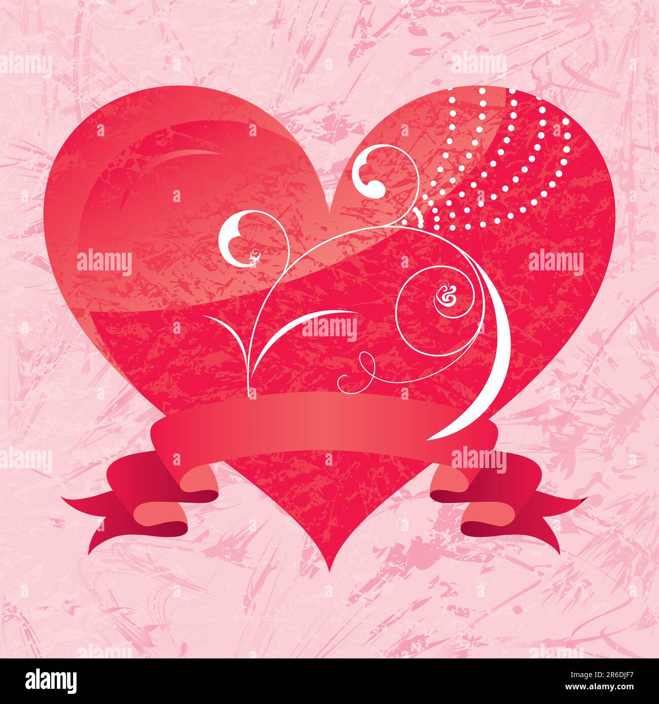 Valentine's day card. Heart and Ribbon with a frame for a text. Stock Vector