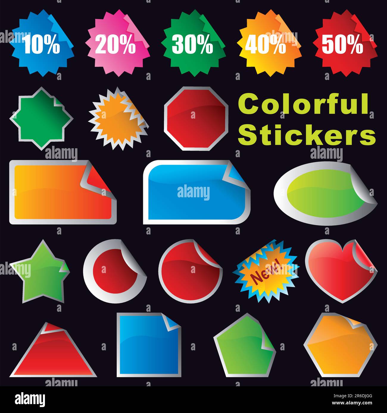 Collection of brightly colored, glossy stickers set. You can add your