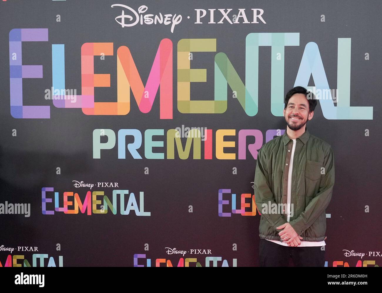 Los Angeles, USA. 08th June, 2023. Mike Shinoda from Linkin Park arrives at the Disney Pixar's ELEMENTAL Los Angeles Premiere held at the Academy Museum of Motion Pictures in Los Angeles, CA on Thursday, ?June 8, 2023. (Photo By Sthanlee B. Mirador/Sipa USA) Credit: Sipa USA/Alamy Live News Stock Photo