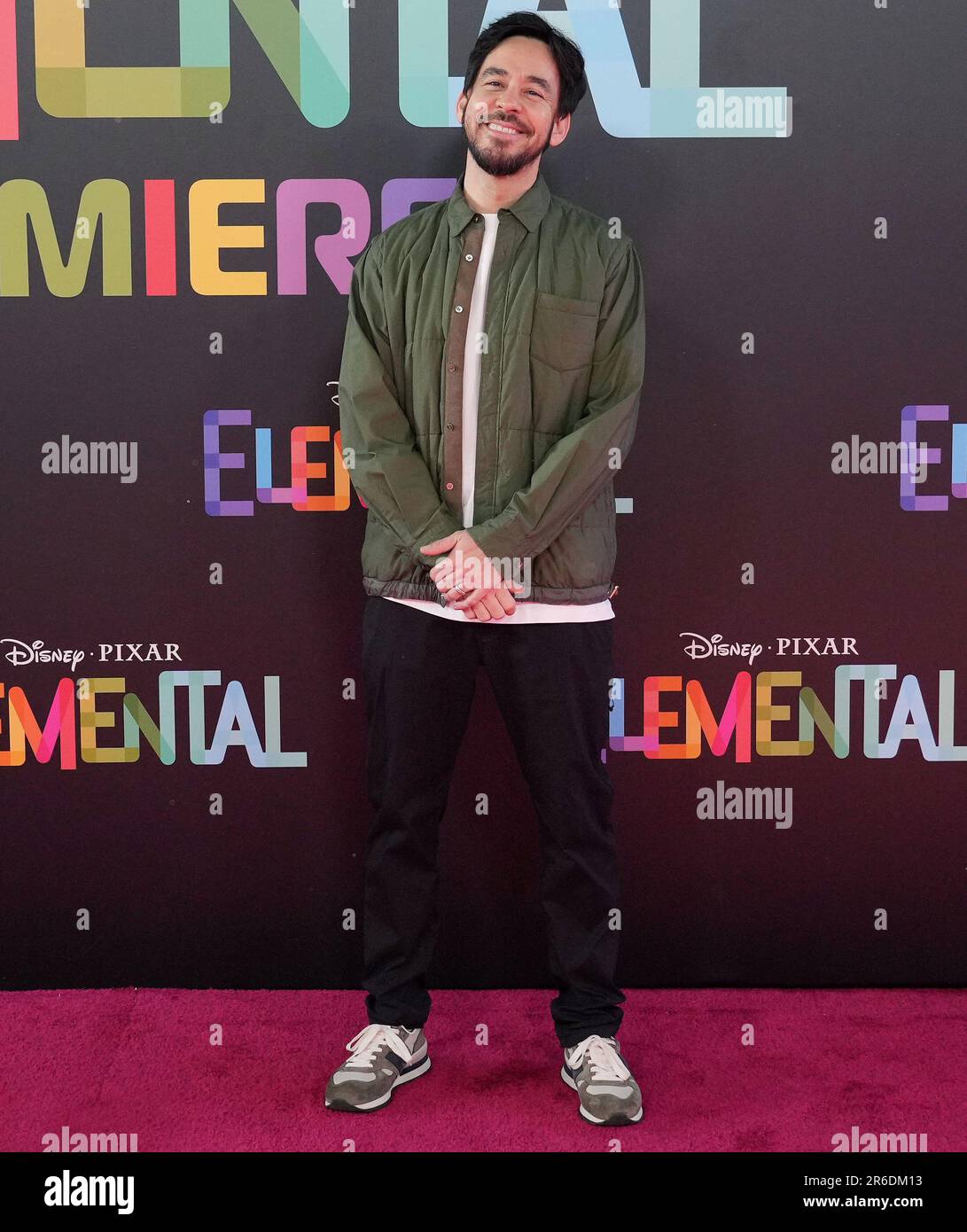 Los Angeles, USA. 08th June, 2023. Mike Shinoda from Linkin Park arrives at the Disney Pixar's ELEMENTAL Los Angeles Premiere held at the Academy Museum of Motion Pictures in Los Angeles, CA on Thursday, ?June 8, 2023. (Photo By Sthanlee B. Mirador/Sipa USA) Credit: Sipa USA/Alamy Live News Stock Photo