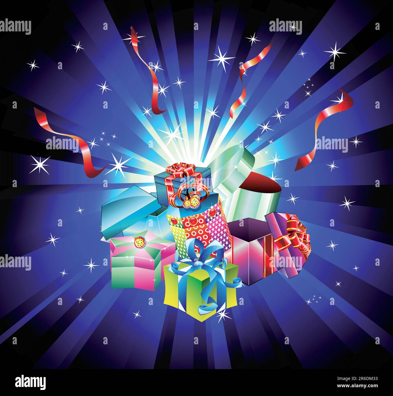 Colorful Christmas Gift Background with Abstract Design Elements Stock