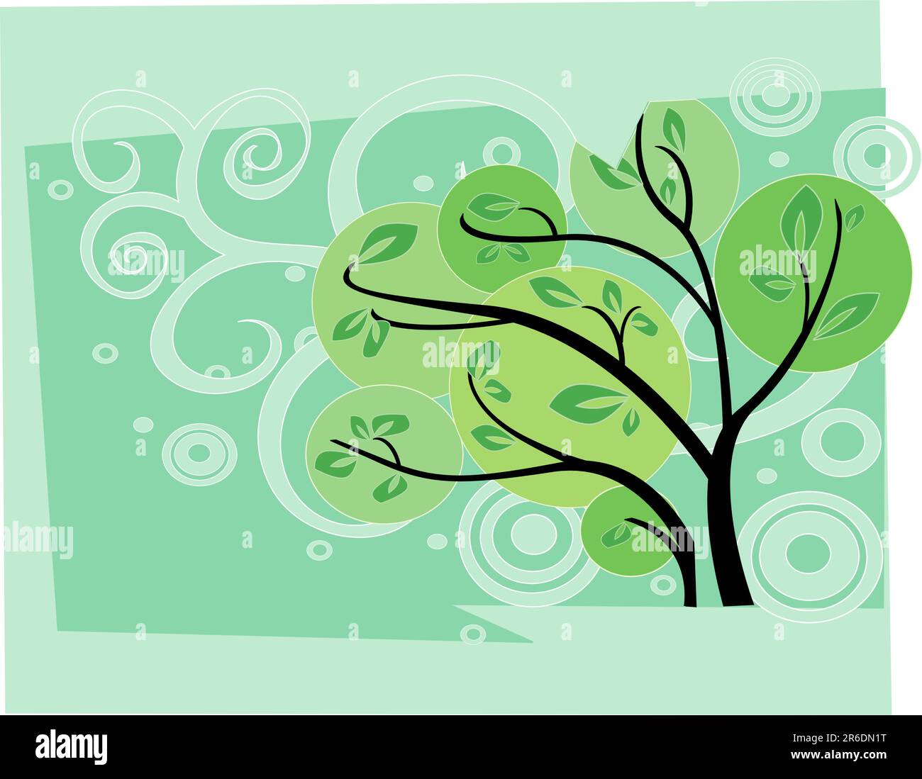 Decorative tree, vector illustration-green Stock Vector