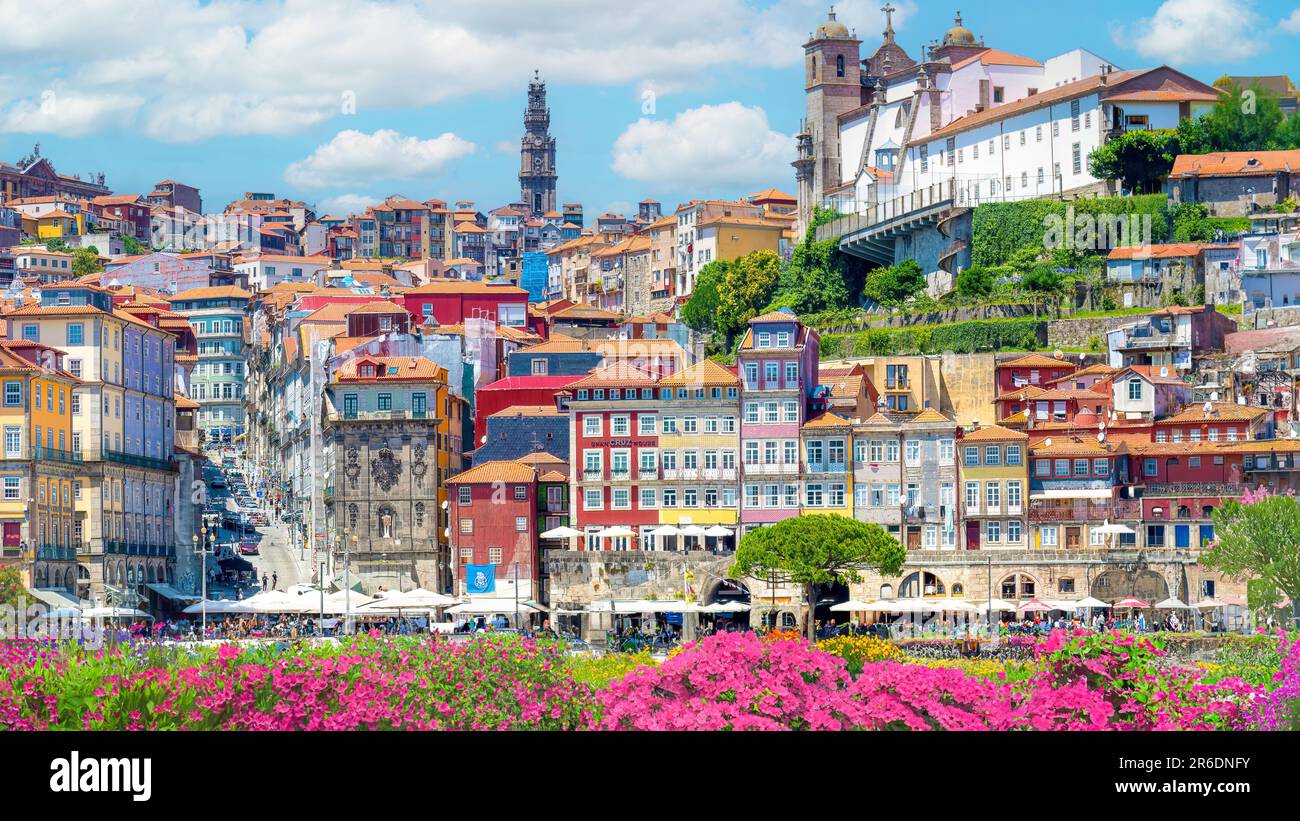 Porto, Portugal; June 8, 2023 - A view of colourful buildings in Porto, Portugal Stock Photo