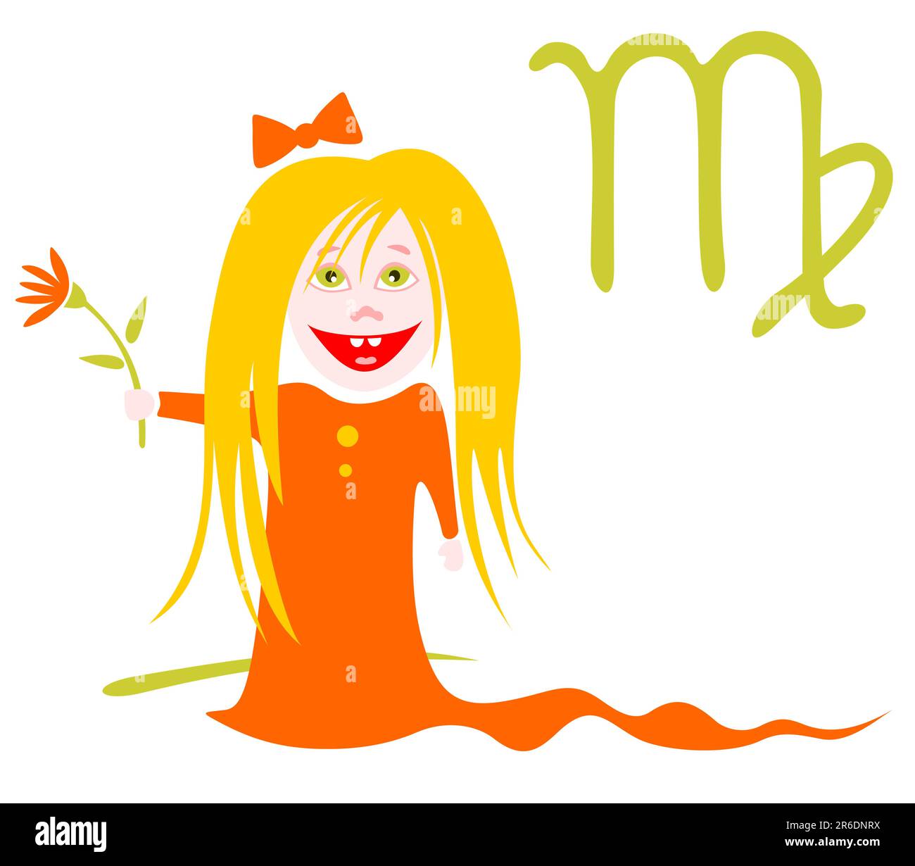 Happy Virgo with flower isolated on a white background. Zodiac star