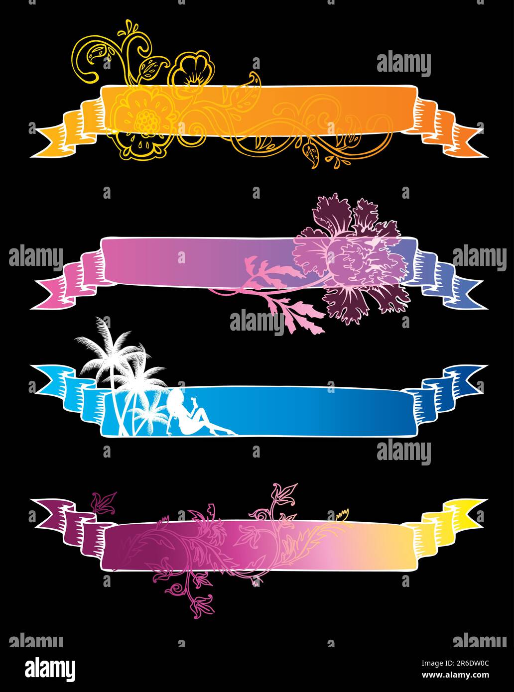 Vector set of color banners, vector Stock Vector