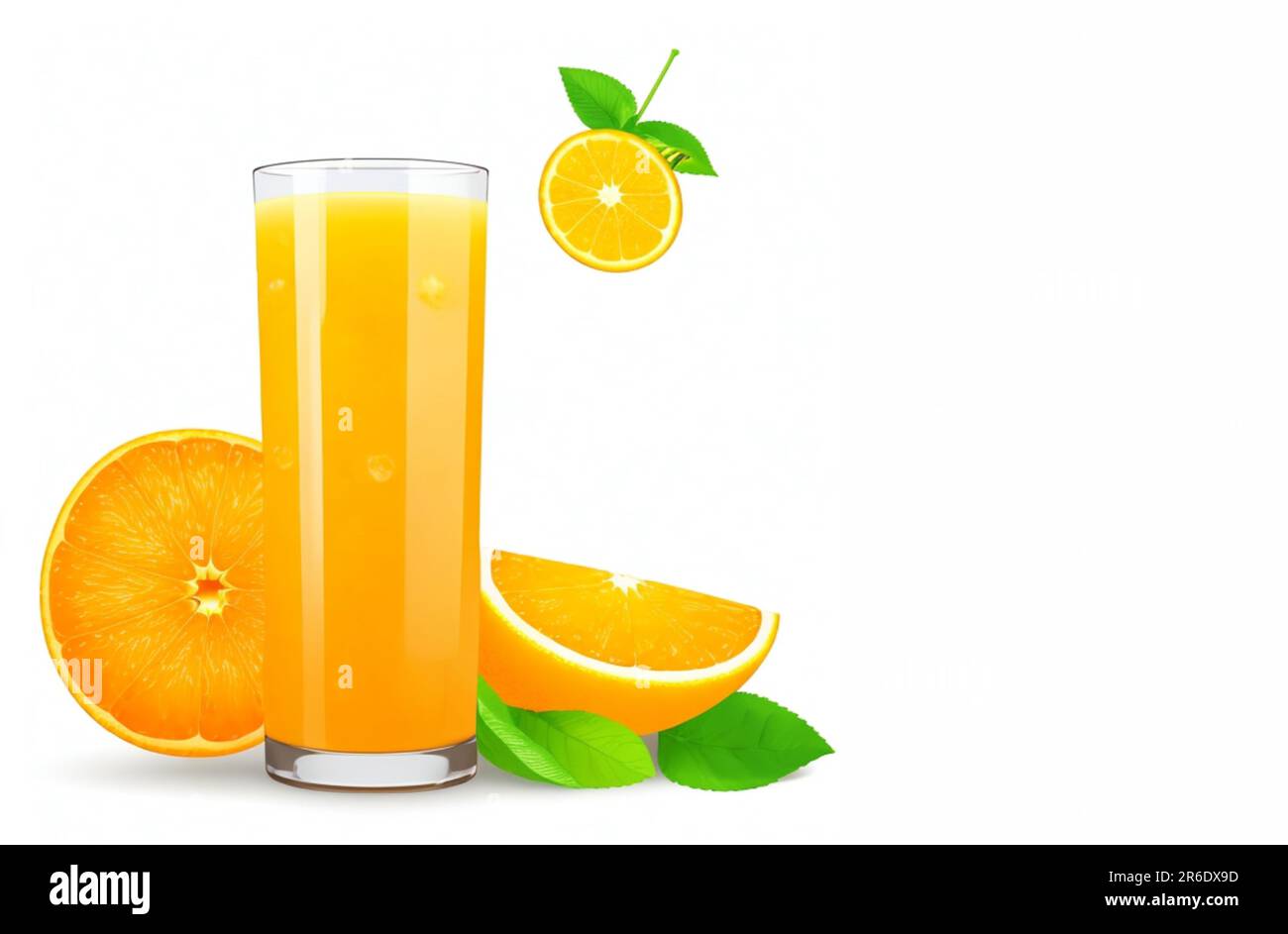 A glass of fresh orange juice to drink, vector illustration isolated on