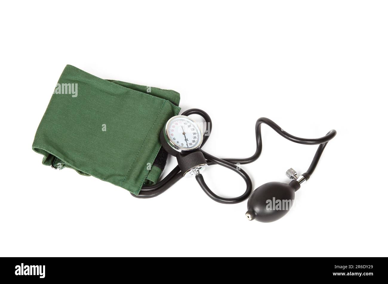 Medical sphygmomanometer on a white background. Mechanical blood