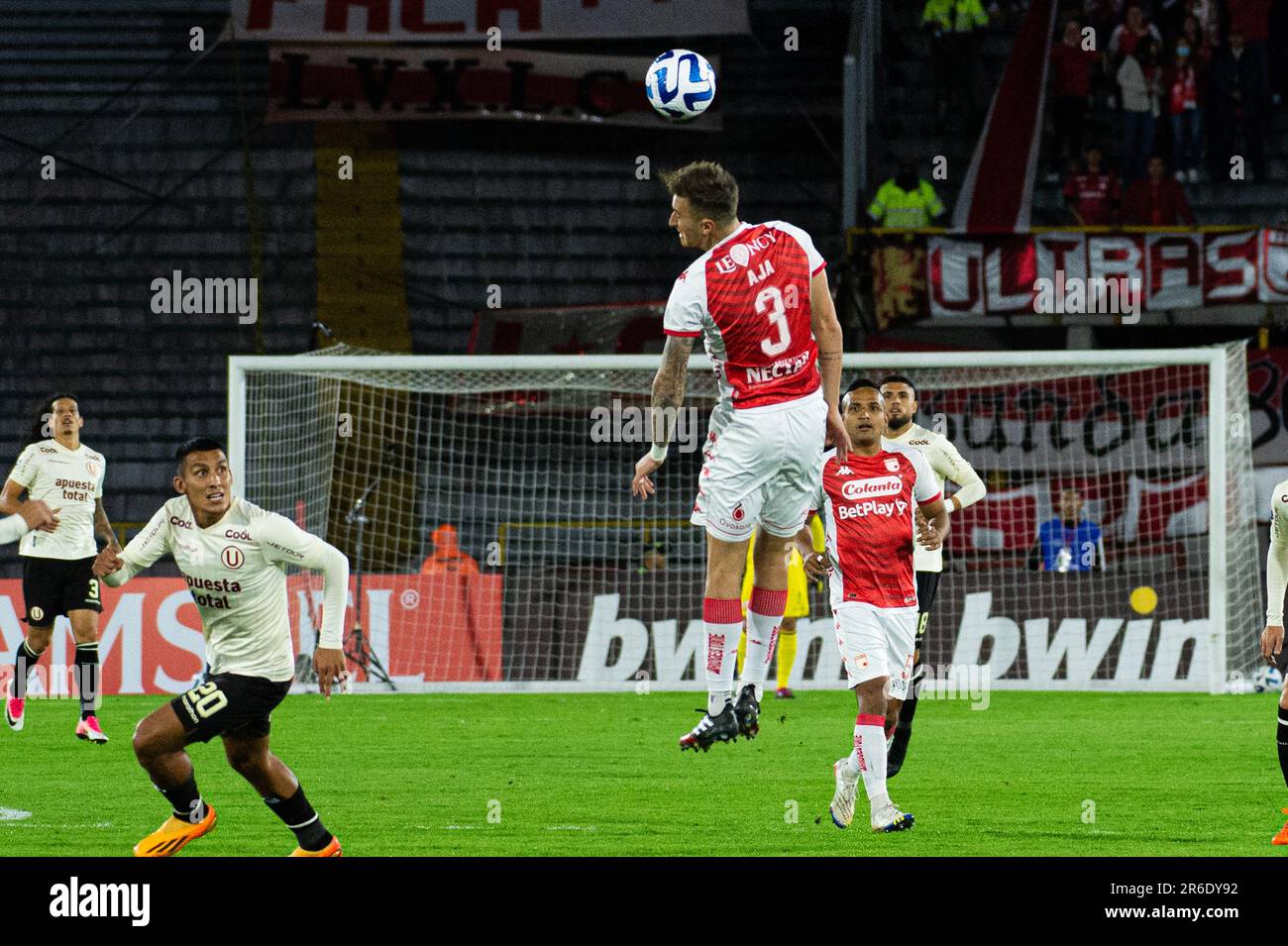 Bogota, Colombia. 08th June, 2023. Santa Fe's Jose Aja during the Peru's Universitario (0) V. Colombia's Santa Fe (2) group phase match of the CONMEBOL Libertadores, in Bogota, Colombia June 9, 2023. Photo by: Sebastian Barros/Long Visual Press Credit: Long Visual Press/Alamy Live News Stock Photo