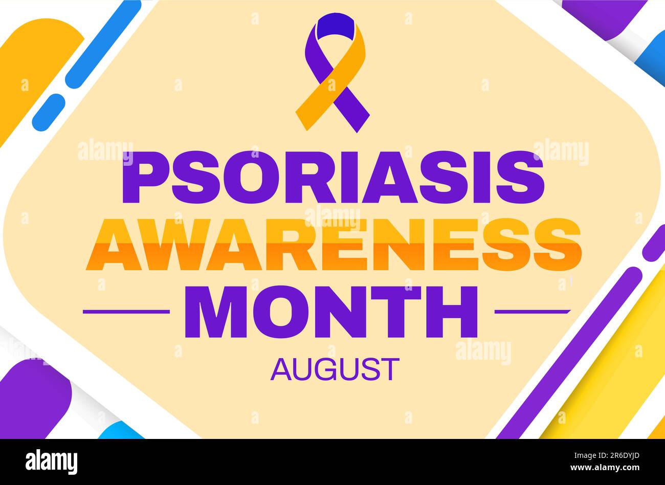 August Is Psoriasis Awareness Month With Colorful Ribbon And Typography 