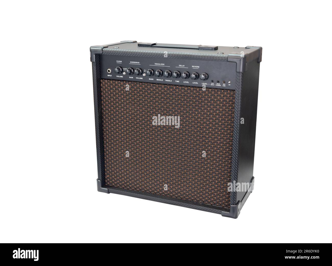 guitar amplifier isolated on white background, clean and overdrive