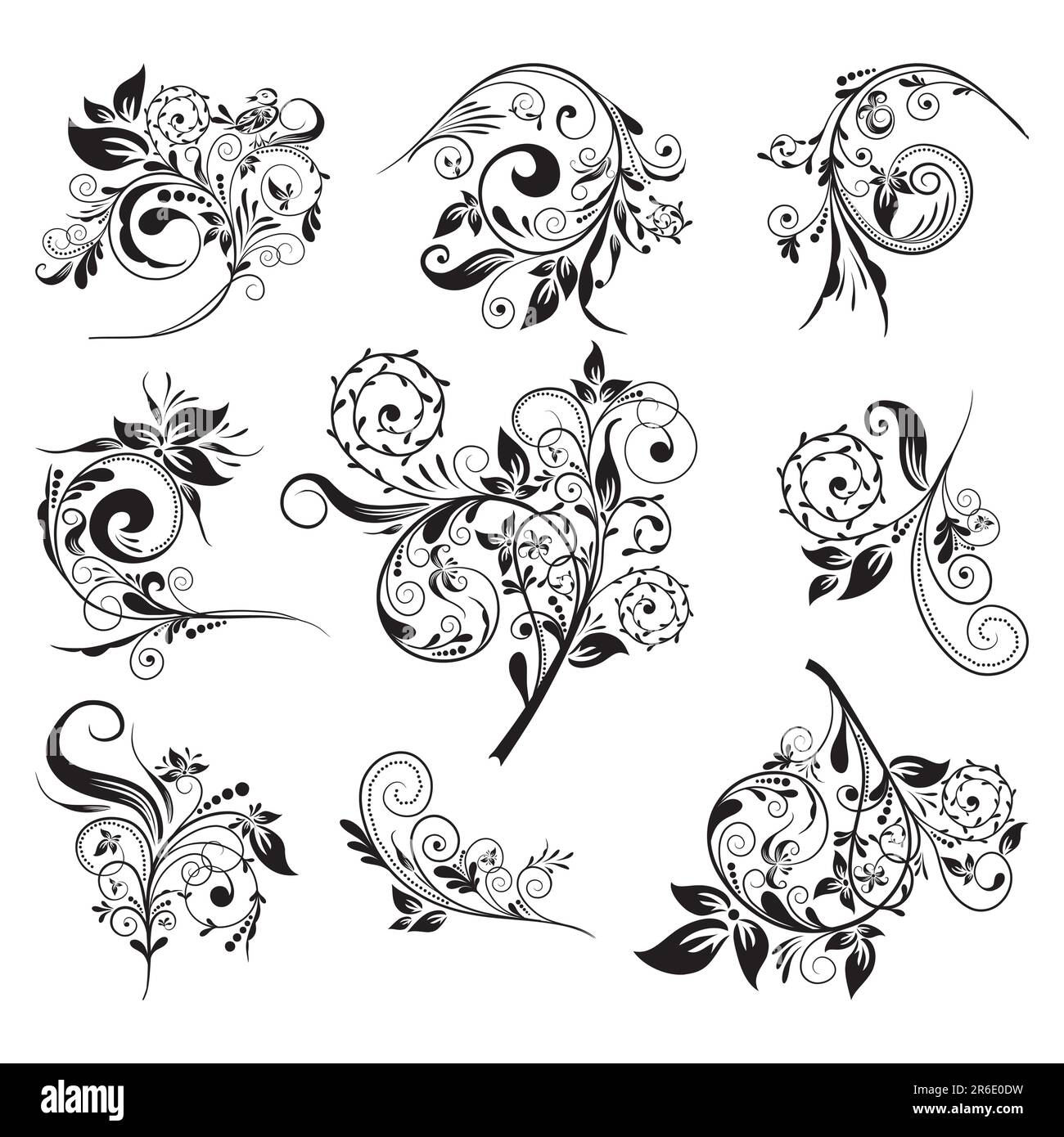 Set of floral elements for design, vector illustration Stock Vector ...